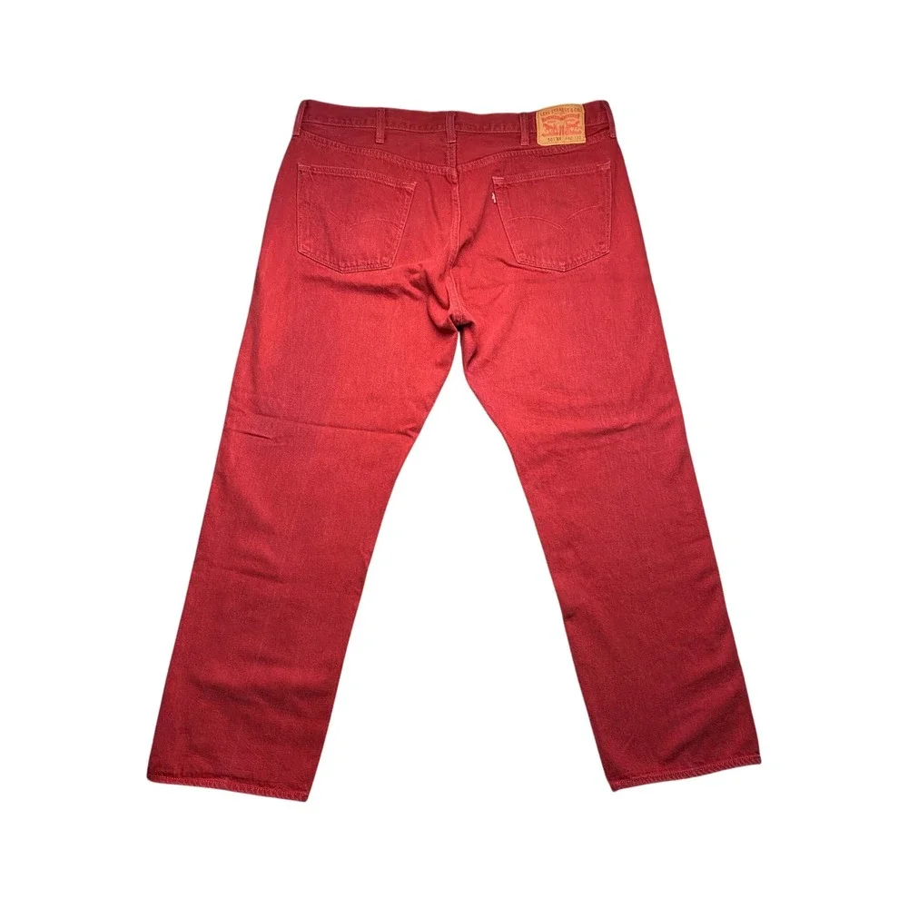 Levis 501 XX Mens 42x32 Original Fit Red Denim Straight Leg Button Fly Jeans